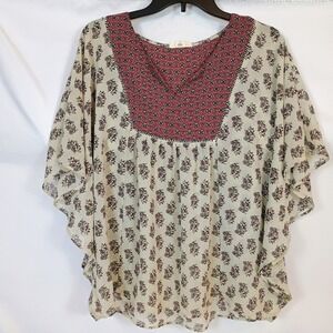 Style‎ & Co Doman-Sleeve Top Floral Women's Size L Multicolor